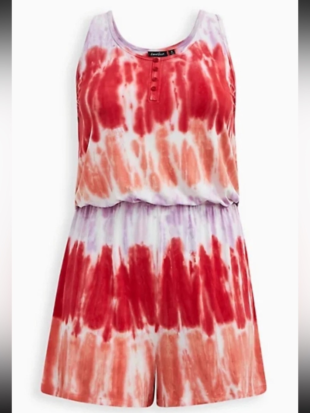 Tie Dye Romper Pink Coral Sleeveless Summer Playsuit Size Large
